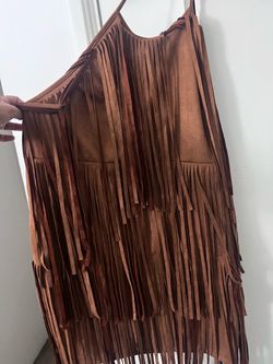 Brown Suede Fringe Mini Dress can be used as costume