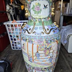 Vase, Large 36 Inch. Floral Chinese