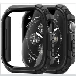 2 Pack for Apple Watch Case, Rugged Cover Compatible with iWatch 9/8/7 45mm