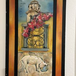 Vintage Folk Art Painting “Piggy Woo” – Signed & Dated 1999