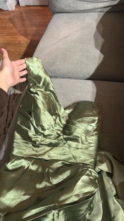 Green satin formal dress