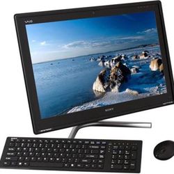 Sony 24 Inch All In One PC Intel Duo Core 8 GB RAM 500 GB Samsung SSD DVDRW Webcam Wi-Fi & Bluetooth Wireless Windows 64 Bit OS 