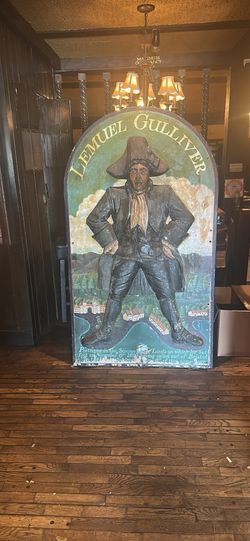 Vintage Lemuel Gulliver Hand-Carved Wood sign