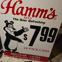 Hamm’s Hard Cardboard Sign 