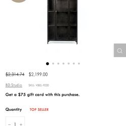 Black Metal Arched Glass Door Cabinet Bookcase Shelf