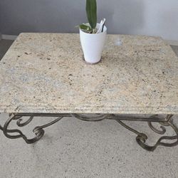 Granite Top Wrought Iron Table Set w/ Matching Mirror  