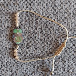 Adjustable Owl Charm Beaded Bracelet 