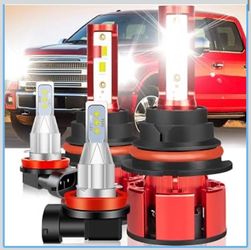 Nissan Frontier 2005-2019 Light Bulbs, Hi and Lo Beam+Fog Light Bulbs, 6500K, 9007 & H11, 4PCS