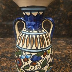 Hand Painted Mexican Pottery Vase – Talavera Style