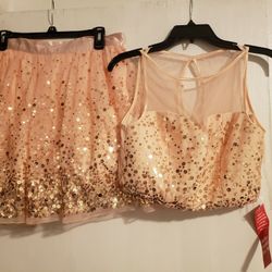 Gold Sequins 2 Piece Dress New With Tags 
