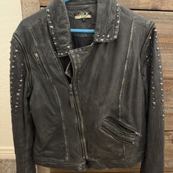 Woman’s La Rok Leather Motorcycle Jacket Sz Medium 