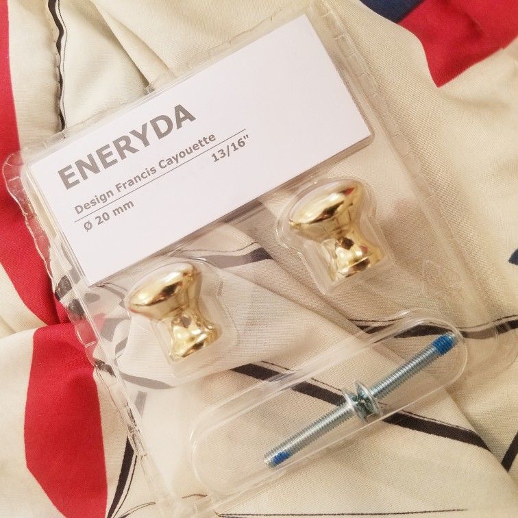 NWT IKEA Eneryda Mini Gold Drawer Knobs Pulls 2