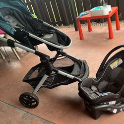 Lightweight Folding Stroller With Infant Car Seat 
