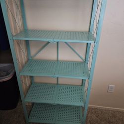 4 Tier Folding Metal Shelves 1 Teal And 2 Black