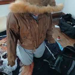 Fox Fur/leather Men's Coat