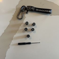 Dodge Leather Key Chain  and Tire Valve Caps