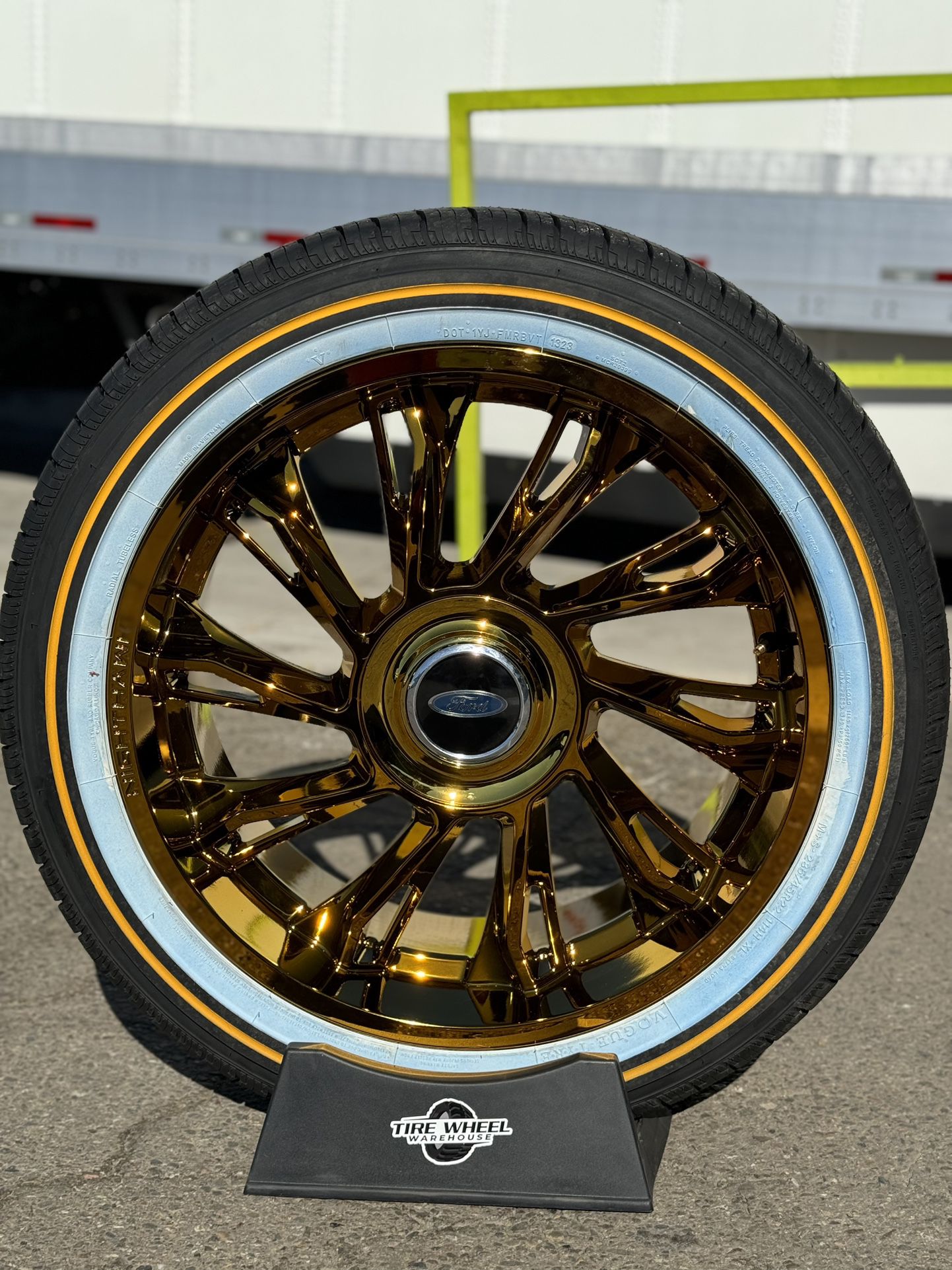 22” Cyber Forged Gold Wheels Rims + 285-45-22 Vogue Tires Escalade Silverado Tahoe-We Finance 