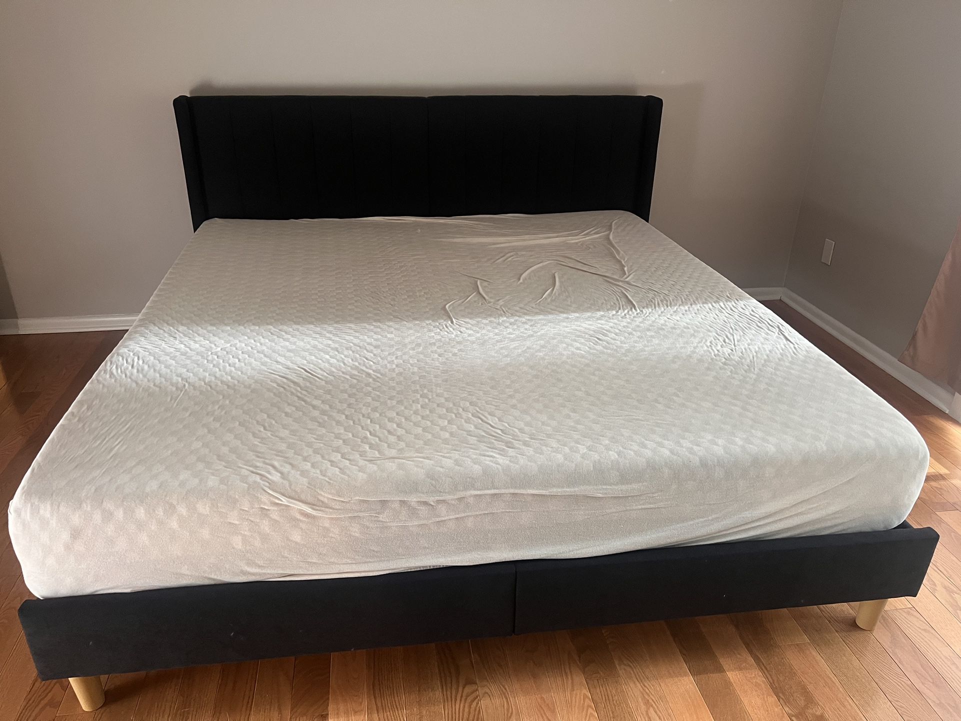 King Black Linen Bedframe