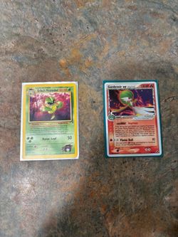 Gardevoir and Ericka’s Victreebell Pokemon cards