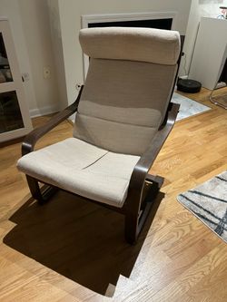 IKEA Poäng Armchair – Dark Brown Frame, Beige Cushion – Like New