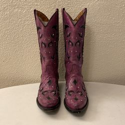 Cowboy pro purple rhinestone boots ladies size 7
