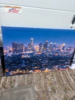 City Skyline Night Canvas Wall Art