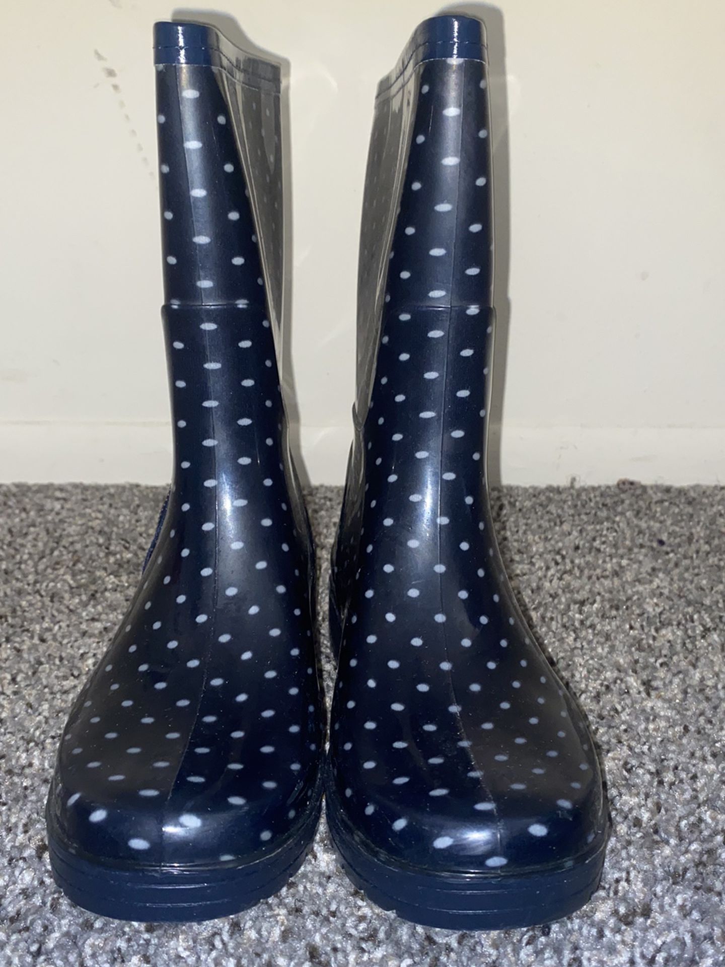 Navy Blue Polka Dot Rain Boots