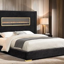 Brand New Black Contemporary Style Queen Bed Frame (Available In Eastern King)