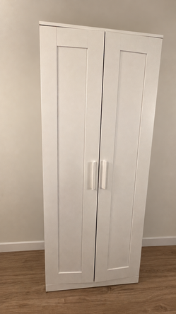 White 2-Door Wardrobe / Armoire with Hanging Rail & Shelves