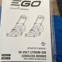 Ego 2100SP Battery Lawn Mower.  With Battery And Charger 