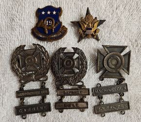 Vintage 1940s–1950s U.S. Army Insignia Lot (5-Piece Sterling & Maker-Marked)