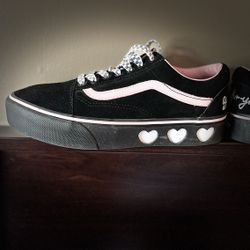  Vans x Lazy Oaf Platform Sneakers Hearts Black Pink Women’s 9.5