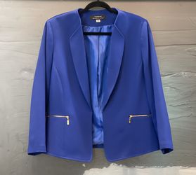 Tahari Arthur S Levine Blaze Deep Royal Blue Long Sleeve Blazer/Jacket Sz 2