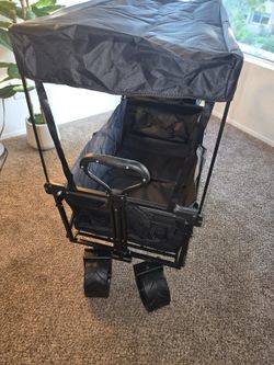 Brand new folding wagon with canopy, push handle & safety strap