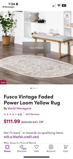 Fusco Vintage Faded Power Loom Yellow Rug