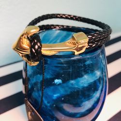 24K Gold Plated Men’s Leather Bracelet