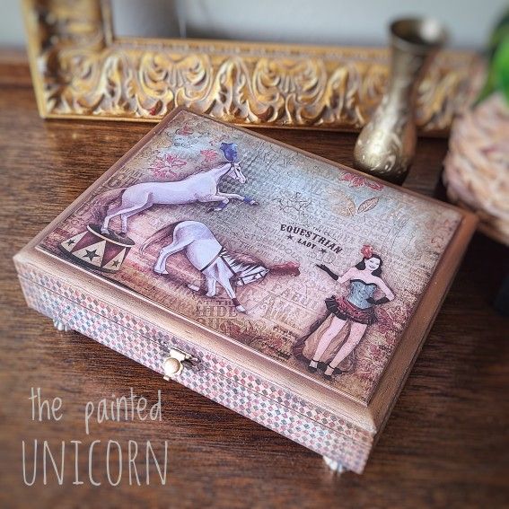 Upcycled Jewelry trinket Box W/horse