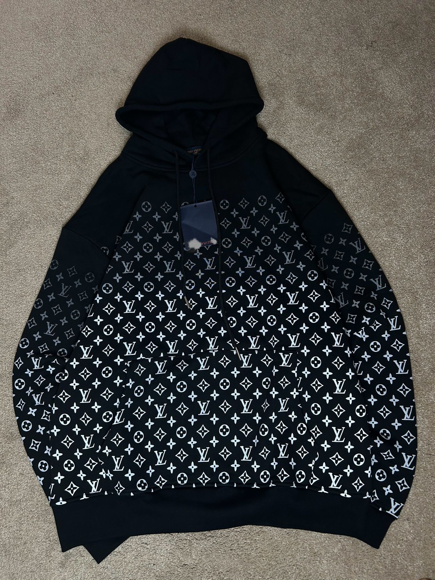 Luxury Monogram Gradient Hoodie – Black/White – New