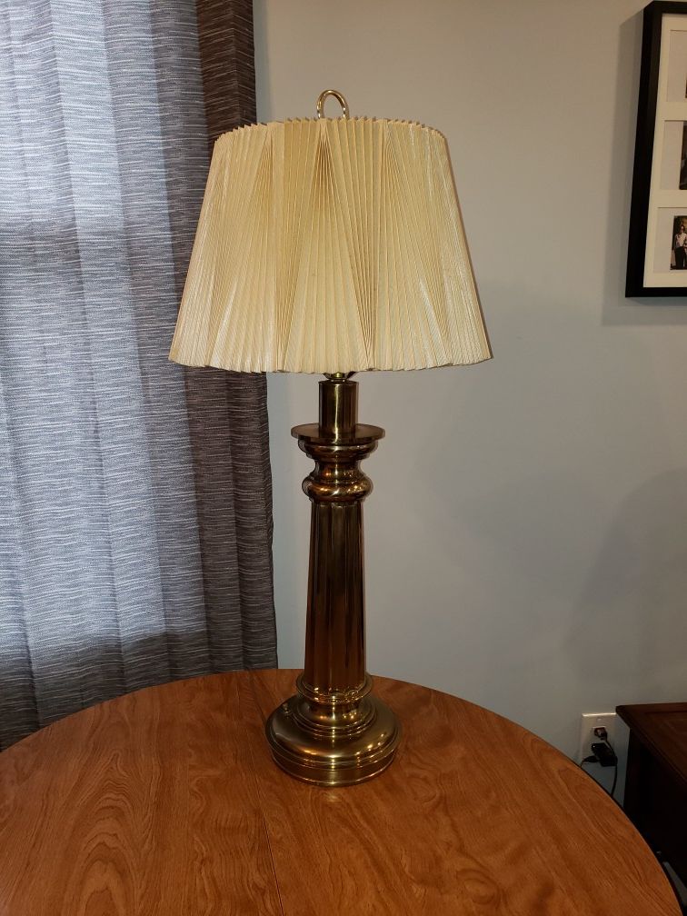Vintage 1970's STIFFEL Brass Table Lamp Mid Century Fluted Column