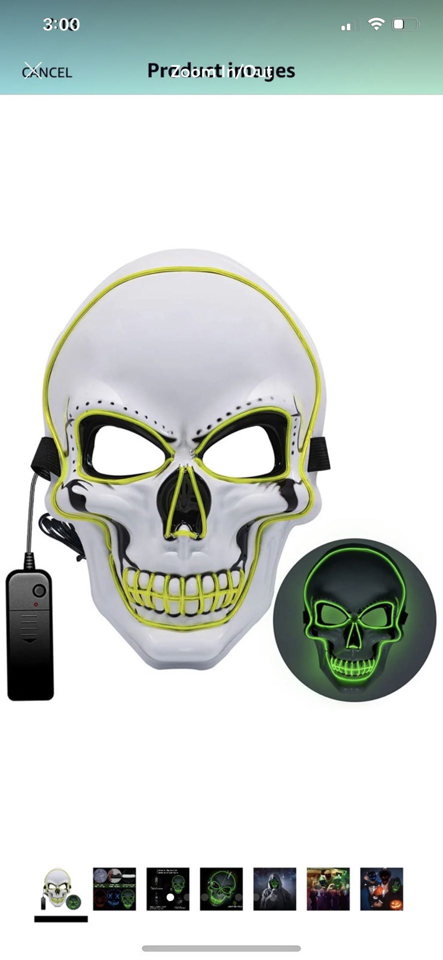 Halloween Mask,Light Up LED Mask with green LED Light,Scary Mask for Halloween Costumes, Cosplay, Festival, Halloween Mask for Men, Women, and Kids C