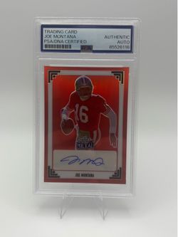 2024 Leaf Metal - 1991 Leaf Autographs Joe Montana #JM1 Red Mojo 1/3