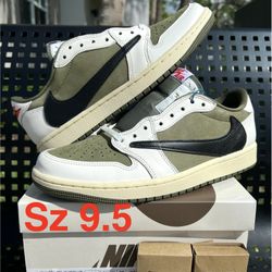 Jordan 1 Low Travis Scott Olive Sz 9.5 DS New Galaxy