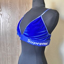 Blue velour bralette