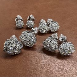 VVS 6mm Moissanite cluster earring set 925 Sterling Silver (screw-backs)