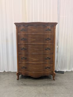 French Provincial Five-Drawer Dresser with Ornate Hardware