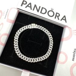 Pandora Timeless Cuban Bracelet Sz 7.9