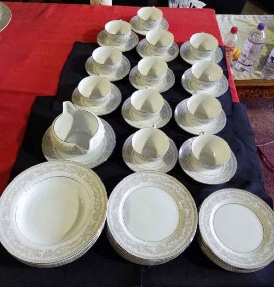Kent China Invitation made in Japan 43 pc dish set A75V439 includes: 
6 soup bowls 8.5 inches, 
6 salad plates 7.5 inches, 
6 bread plates 6.5 inches,