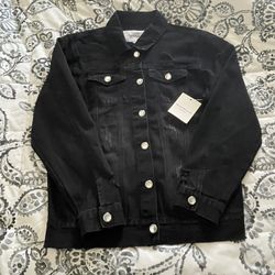 Distressed Black Denim Jackets Large 