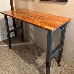 New Acacia Wood Top Work Bench - Rolling Portable Workbench