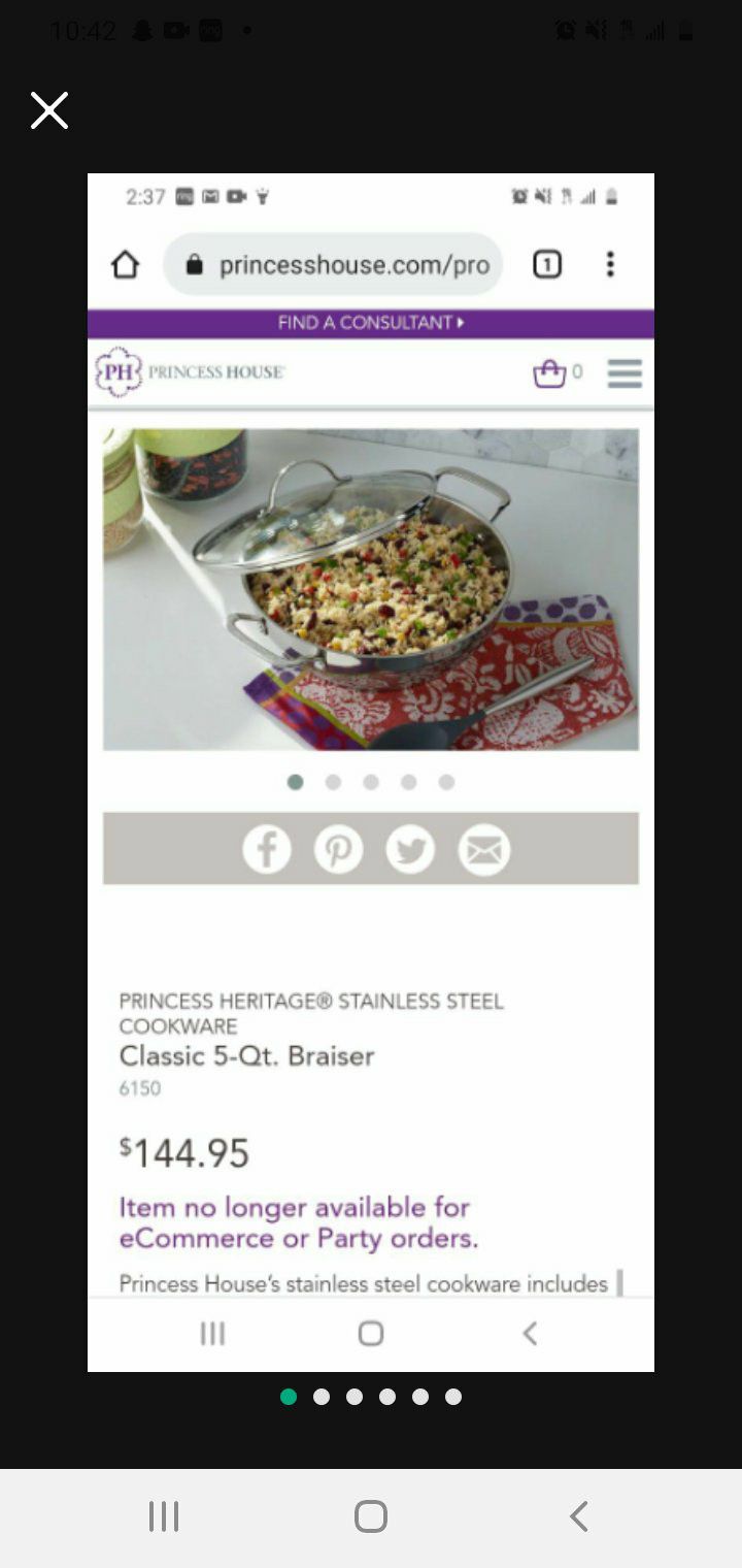 Princess House - Heritage Stainless Steel Cookware Classic 5-Qt. Braiser  (6150)